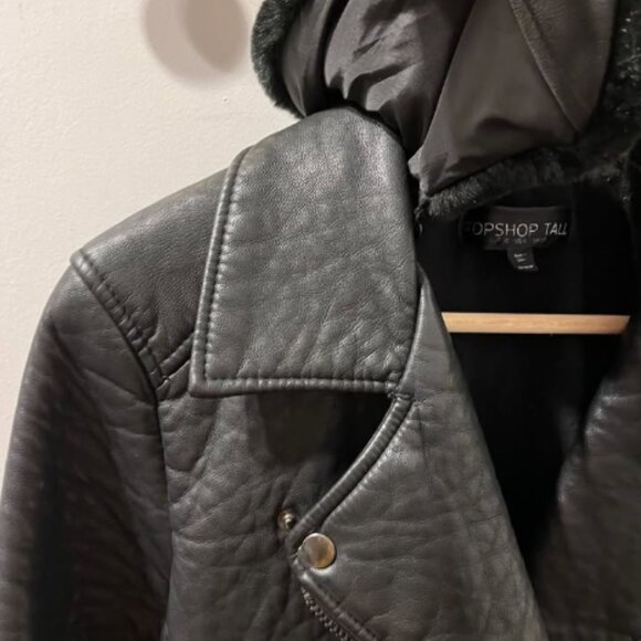 TOPSHOP Tall Faux Leather Biker Jacket - Picture 4 of 7